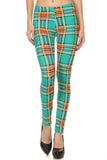 Always Turquoise Plaid Printed Leggings