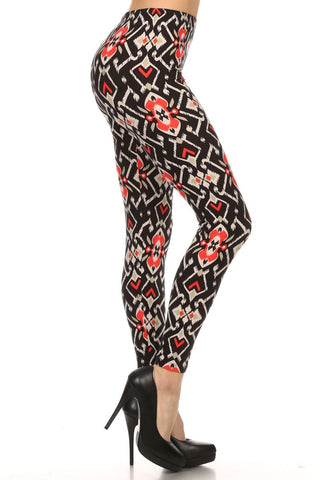 Always High Quality Stretch Black and Red Brackets Leggings