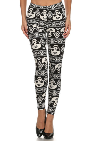 Always Black and White Skull Print High Waisted Leggings