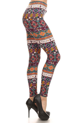Always Women's Abstract Purple Printed Full Length Leggings