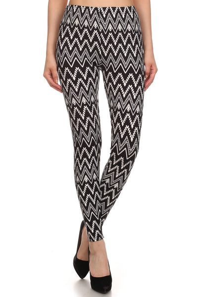 Always Black and White Chevron Pattern Knit Leggings - Best Leggings as Pants