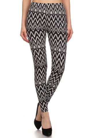 Always Black and White Chevron Pattern Knit Leggings - Best Leggings as Pants