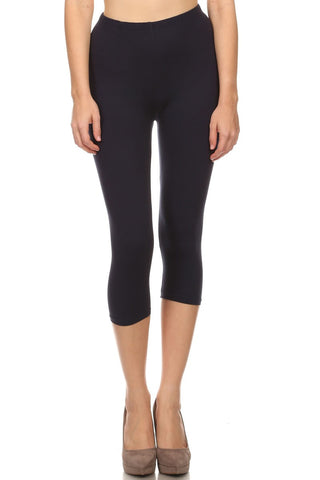 Always Solid Color Capri Leggings for Women - Over 11+ Colors To Choose - Navy